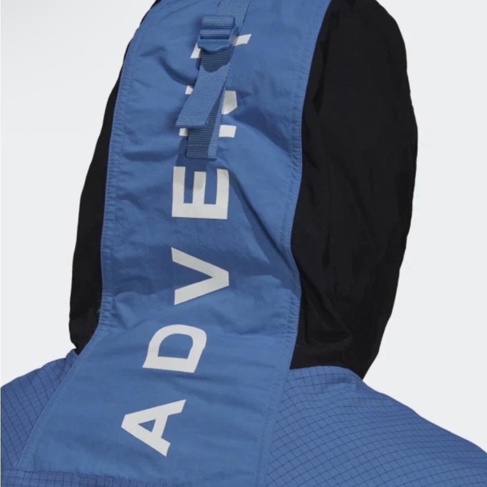 Men’s Adidas Woven Adventure Full Zip Blue and Black Windbreaker Jacket Sz Large - Picture 4 of 8